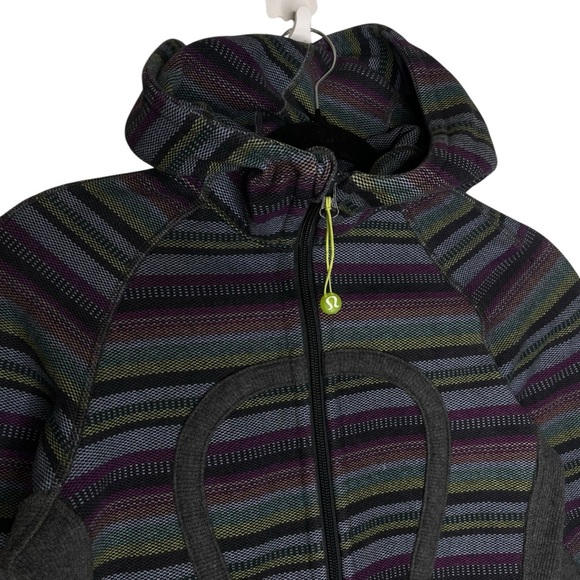 Lululemon Athletica Scuba Hoodie Poncho Stripe Long Sleeve Zip Up Size 2 - Picture 5 of 8